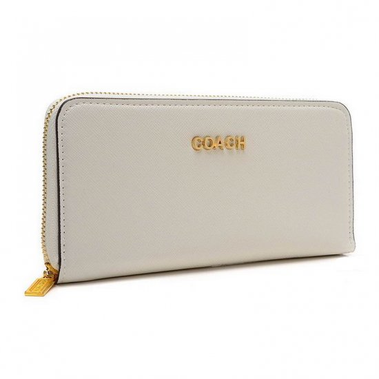 Coach Accordion Zip In Saffiano Large White Wallets EUQ - Click Image to Close